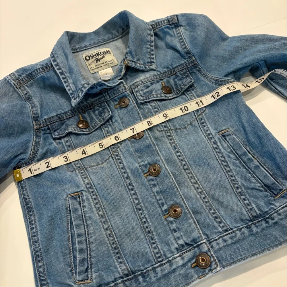 OshKosh B'Gosh Denim Trucker Jacket Snap Close Kids Girls Size 7 Unisex Classic